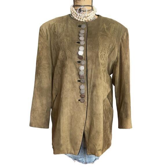 VTG - VINTAGE  ECHTES LEDER women's echtes leder suede WESTERN jacket SIZE 38 - Picture 1 of 15
